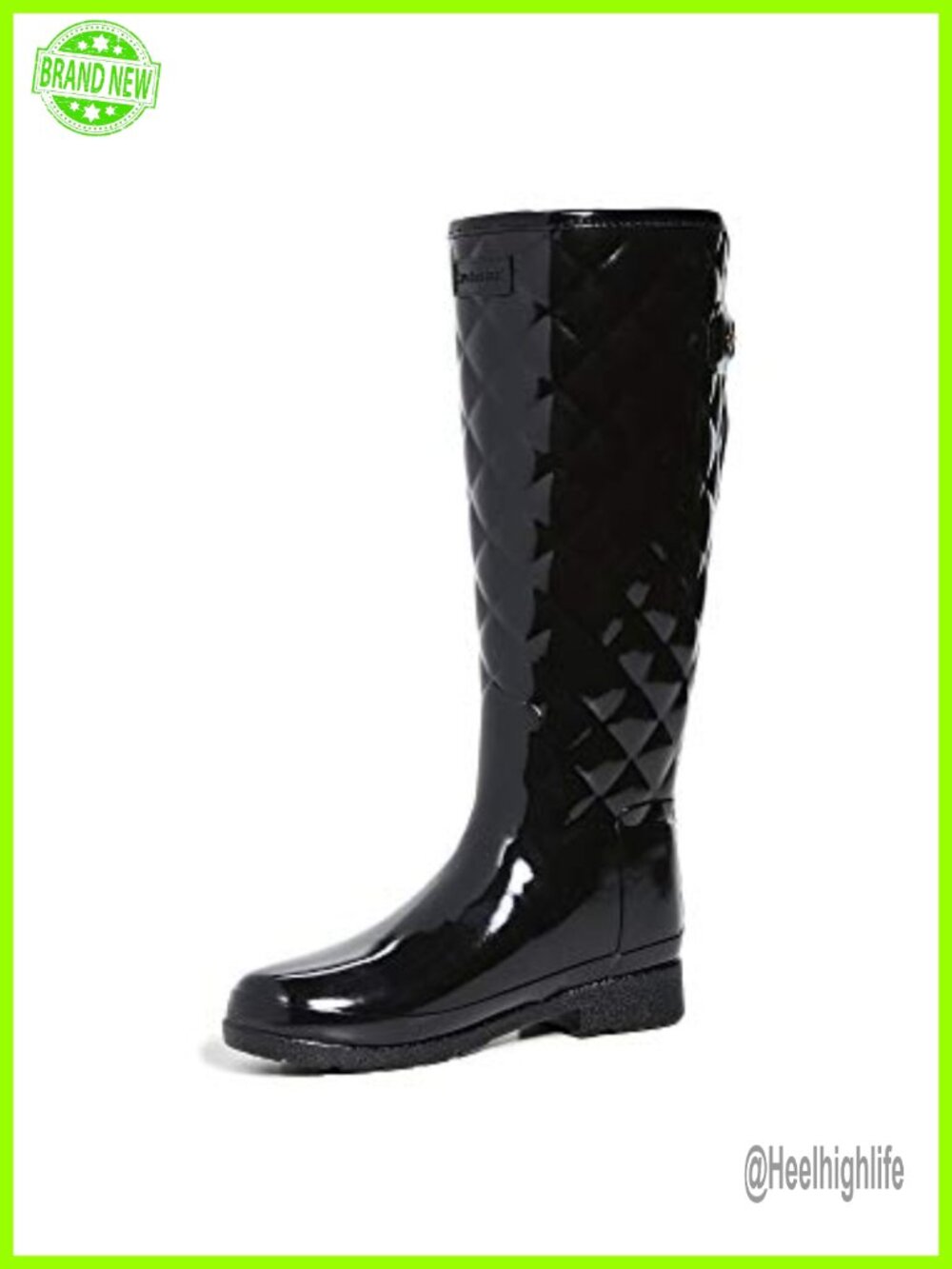 Hunter Refined Tall Quilted Gloss Rain Boot Waterproof Knee High